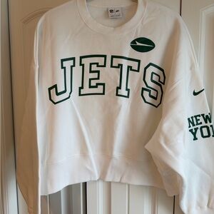 Nike White and Green Jets Sweatshirt